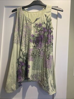 Northern Reflections Pale Green Tank Top with Subtle Purple Logo